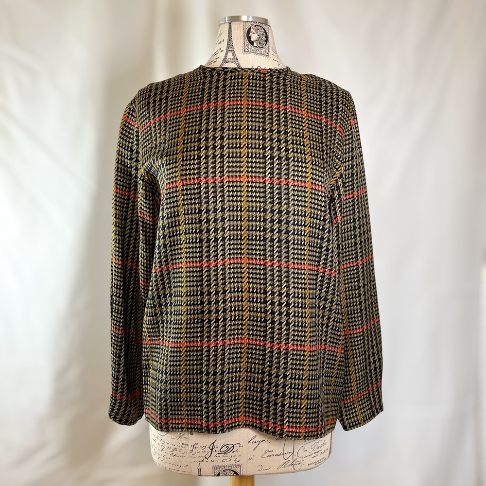 Anne Klein Vintage Silk Plaid Women’s Blouse